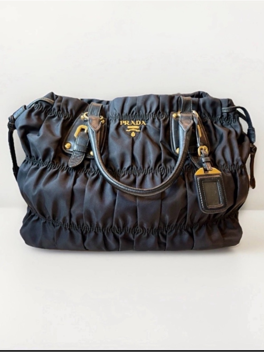 Prada BN1788 Tessuto Gaufre
Nero Black Ruched Satchel +Strap + Authenticity Card - Picture 2 of 15